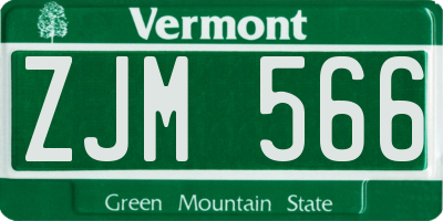 VT license plate ZJM566