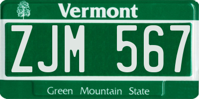 VT license plate ZJM567
