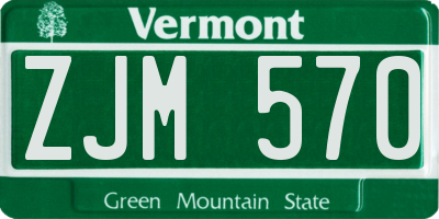 VT license plate ZJM570