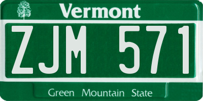 VT license plate ZJM571