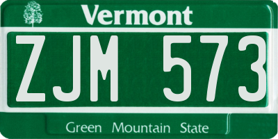 VT license plate ZJM573