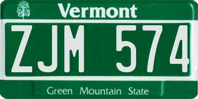 VT license plate ZJM574