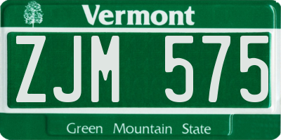 VT license plate ZJM575