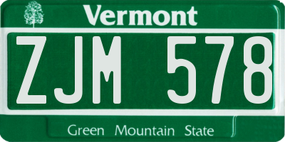 VT license plate ZJM578