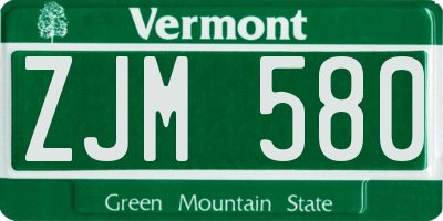VT license plate ZJM580