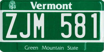 VT license plate ZJM581