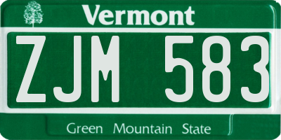 VT license plate ZJM583