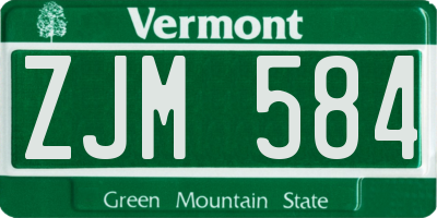 VT license plate ZJM584