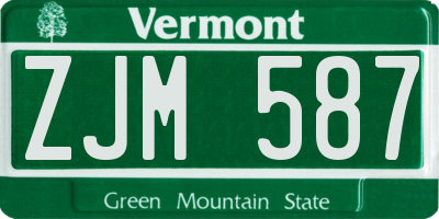 VT license plate ZJM587