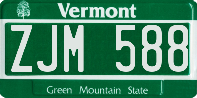 VT license plate ZJM588