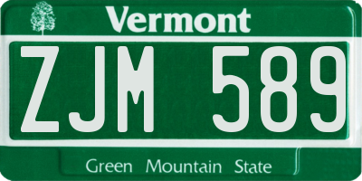 VT license plate ZJM589