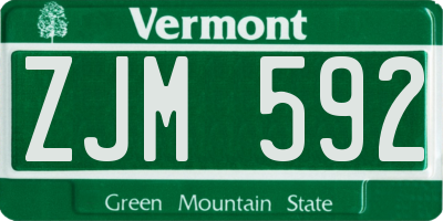 VT license plate ZJM592