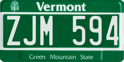 VT license plate ZJM594