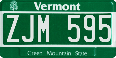 VT license plate ZJM595