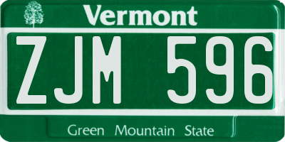 VT license plate ZJM596
