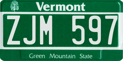 VT license plate ZJM597