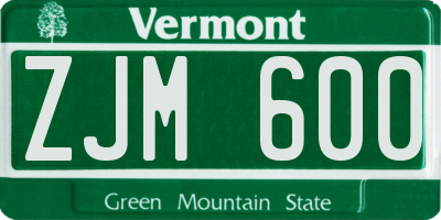VT license plate ZJM600