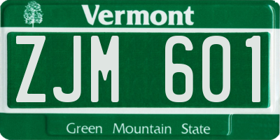 VT license plate ZJM601
