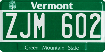 VT license plate ZJM602
