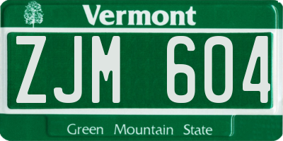 VT license plate ZJM604