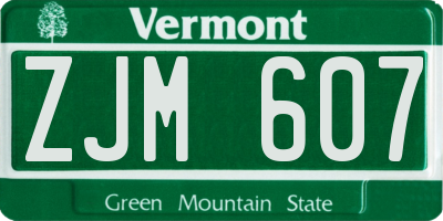 VT license plate ZJM607