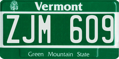 VT license plate ZJM609