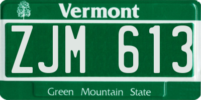 VT license plate ZJM613