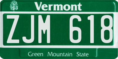 VT license plate ZJM618