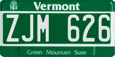 VT license plate ZJM626
