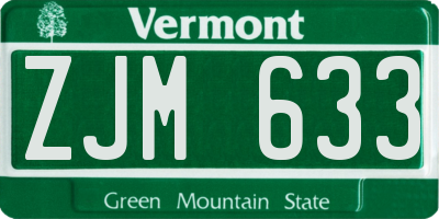 VT license plate ZJM633