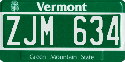 VT license plate ZJM634
