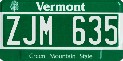 VT license plate ZJM635