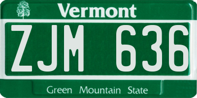 VT license plate ZJM636