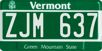 VT license plate ZJM637
