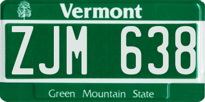 VT license plate ZJM638