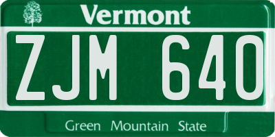 VT license plate ZJM640