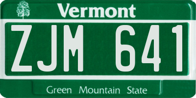 VT license plate ZJM641