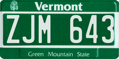 VT license plate ZJM643