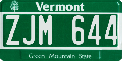 VT license plate ZJM644