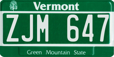VT license plate ZJM647