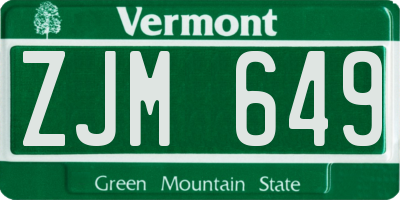 VT license plate ZJM649