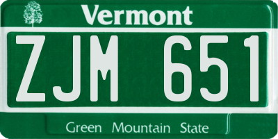 VT license plate ZJM651