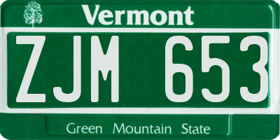 VT license plate ZJM653