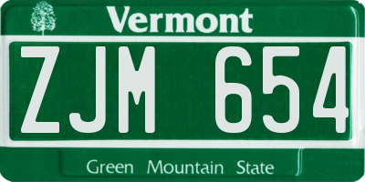 VT license plate ZJM654