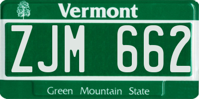 VT license plate ZJM662