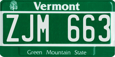VT license plate ZJM663
