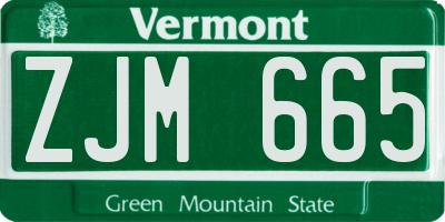 VT license plate ZJM665