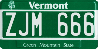 VT license plate ZJM666