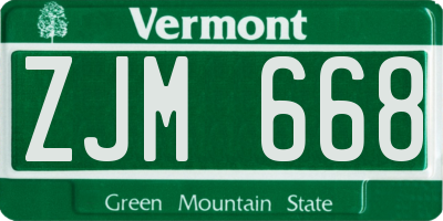 VT license plate ZJM668