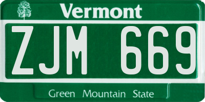 VT license plate ZJM669